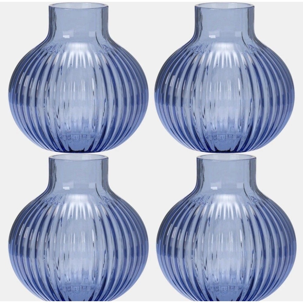 4‑Pack Round Glass Vase – Blue – Room Essentials – 4.5" Tall × 4.5" Wide